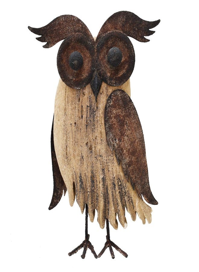 E-view Rustic Owl Figurines Decor Animal Statue for Home-Wooden Stand Owl Sculptures Decorations for Living Room Bedroom-Shelf Decoration Decorative Tabletop Collection(Owl B) - Image 1